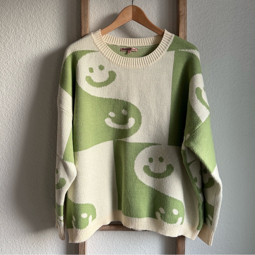 Dolls Kill Bailey Rose Smiley Swirl Graphic Jumper sz: Large